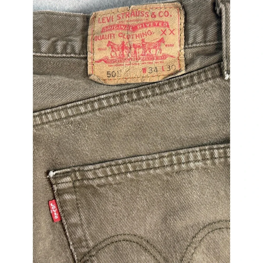 Vintage Levi's 501 Jeans Mens 34x30 Green Medium Wash Regular Straight Denim USA